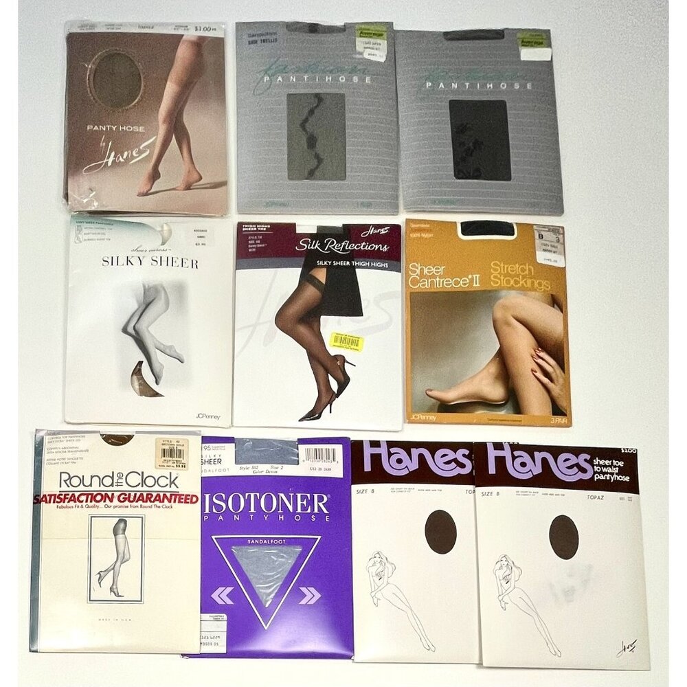 10pr VTG Womens Average B Medium HOSIERY Pantyhose Stocking Thigh-Highs NIP NEW